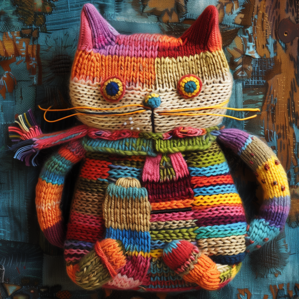 Midjourney Knitted Style Cat V6.0